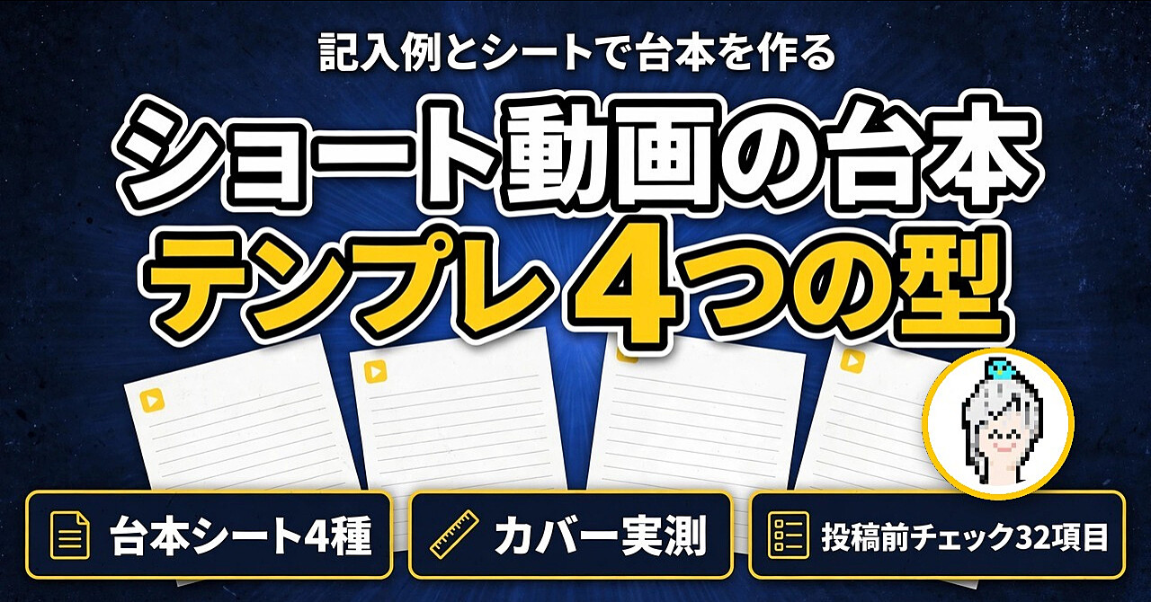 台本の書き出しで止まる人へ｜商品紹介ショート動画の台本テンプレート（記入シート4種・カバー実測・投稿前チェック付き）