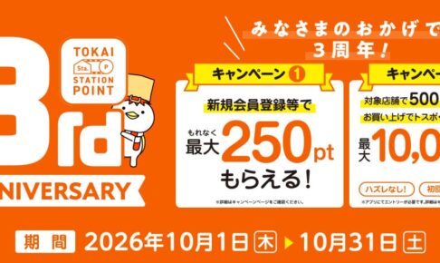 TOKAI STATION POINT3周年キャンペーン