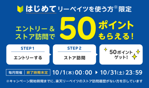 楽天リーベイツのはじめてのストア訪問キャンペーン